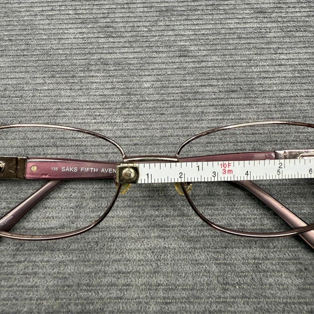 Saks Fifth Avenue 303 0S8R Burgundy Metal Eyeglass Frames Rhinestone 55-16-135